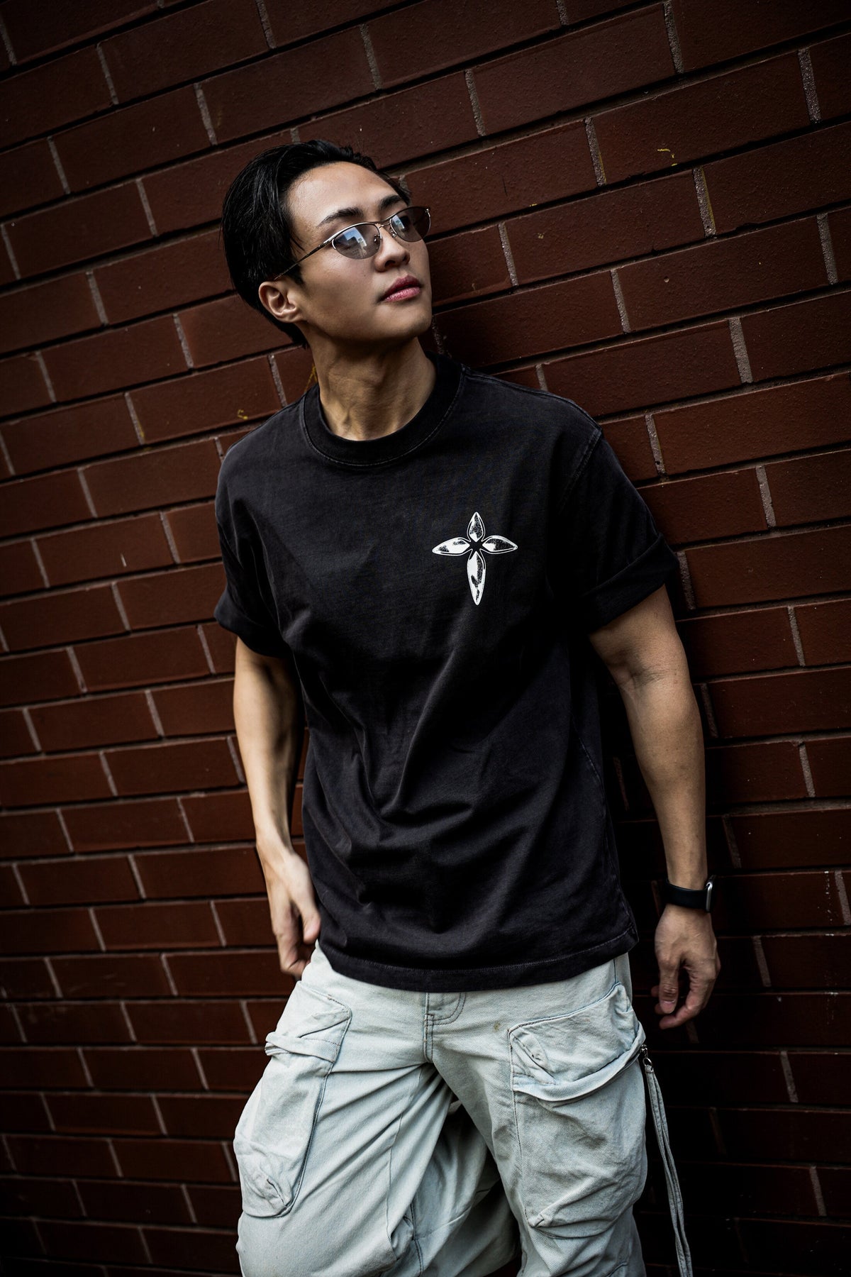 THE MARK SET — Metallic Cross Tee, chrome cross on the chest