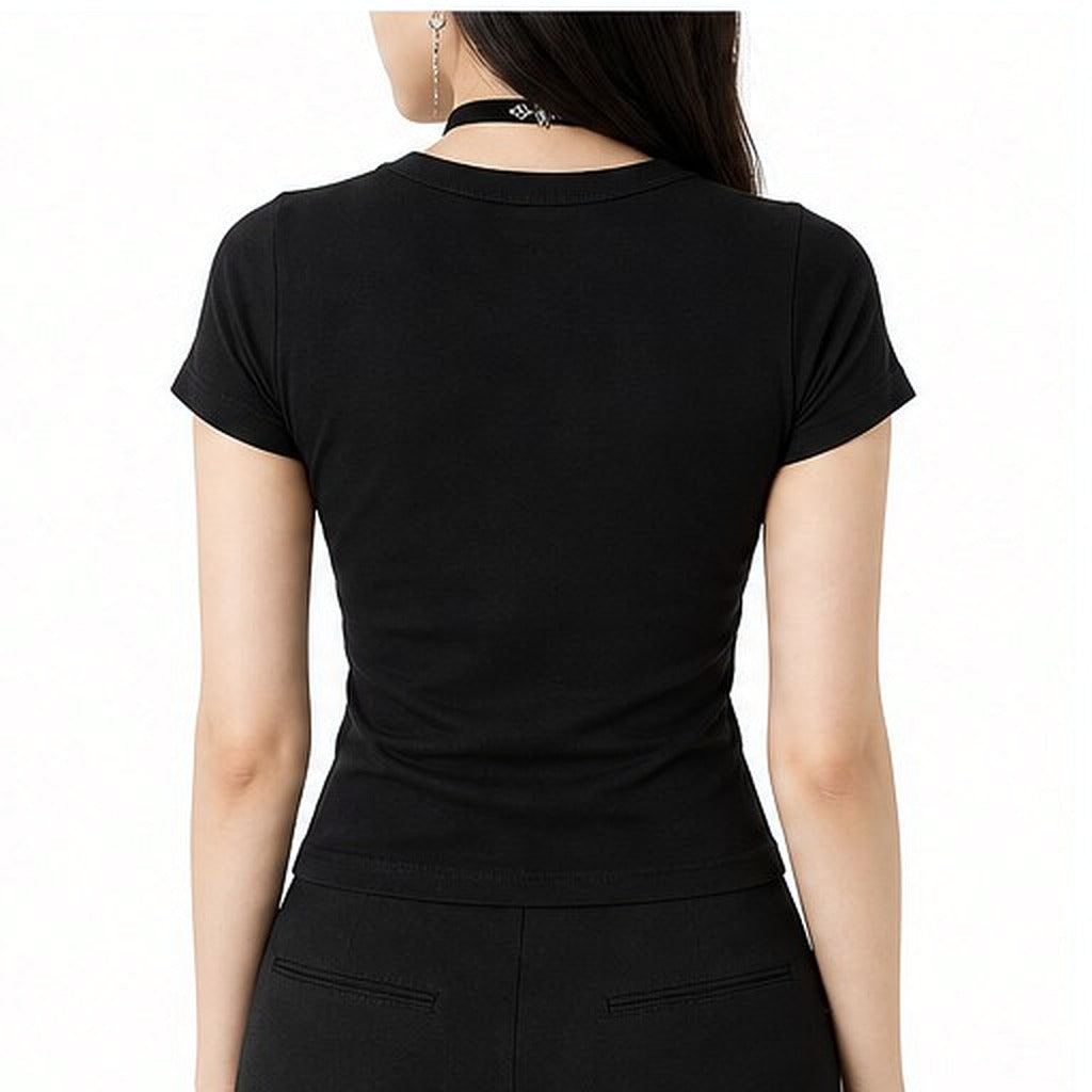 Rhinestone Fitted Tee, worn back