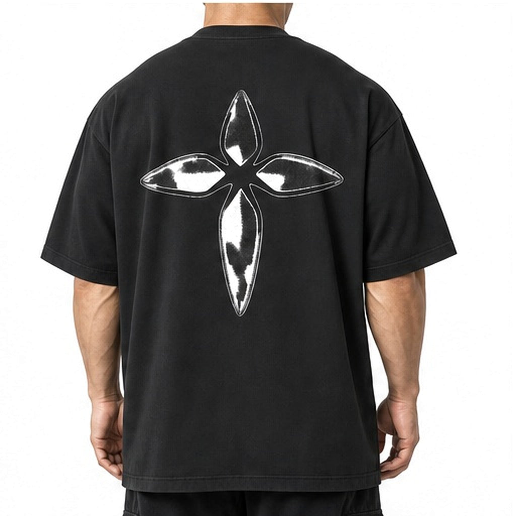 Metallic Cross Tee, worn back